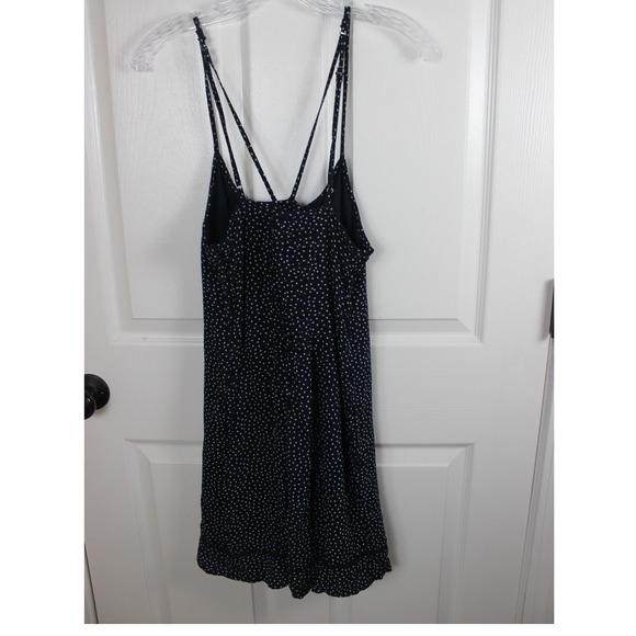 Abercrombie Fitch Navy White Polka Dot Mini Dress Cami Straps Button Side Small - Picture 9 of 9